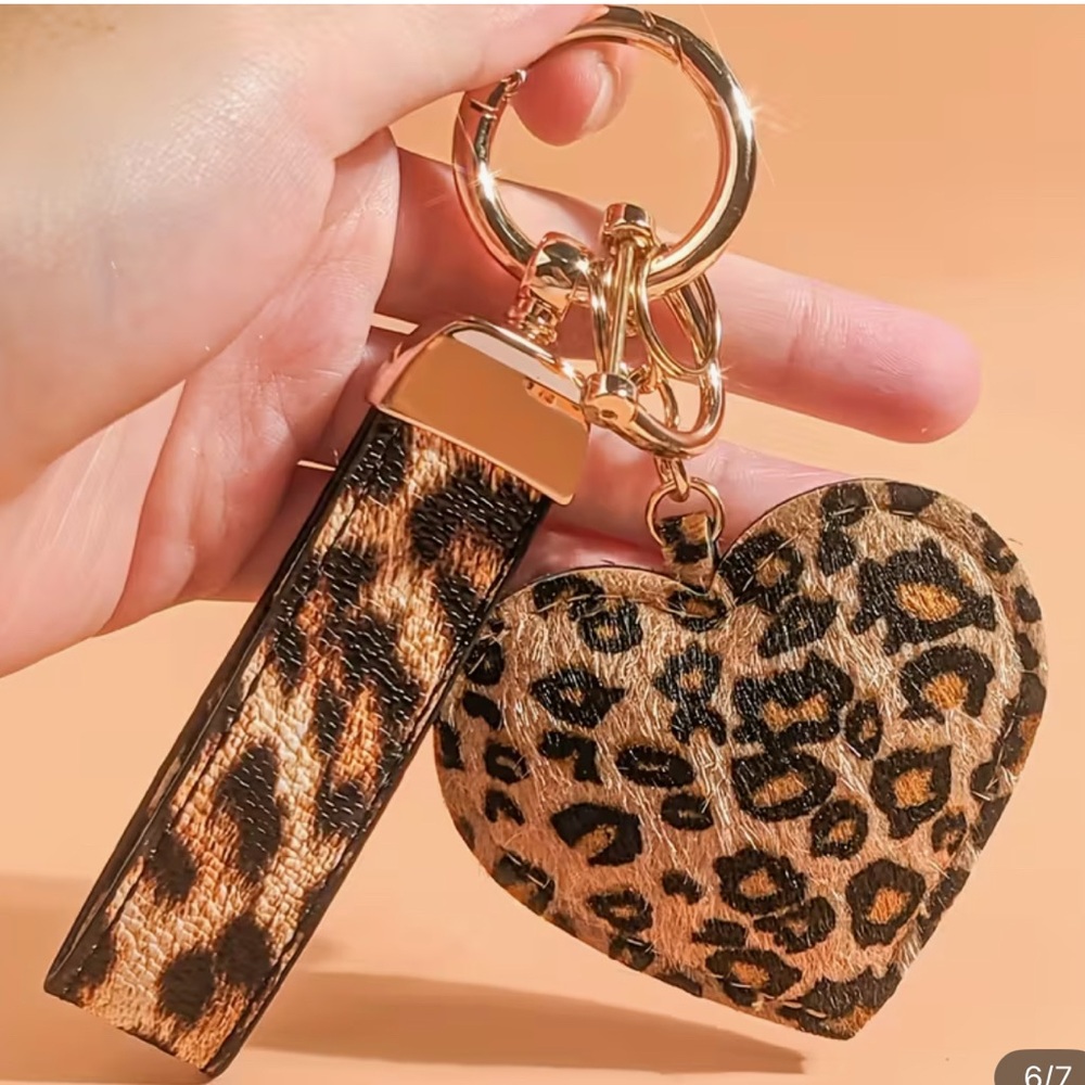 Leopard heart two piece purse charm/keychain/ bag charm - Large - Brand NEW